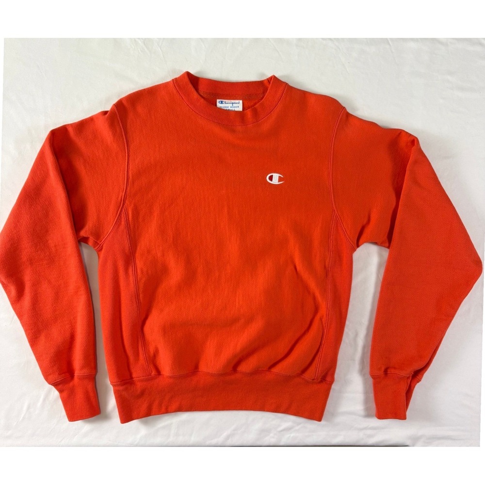 Champion Reverse Weave Crewneck Sweatshirt Orange XS Athletic Casual Blokecore
